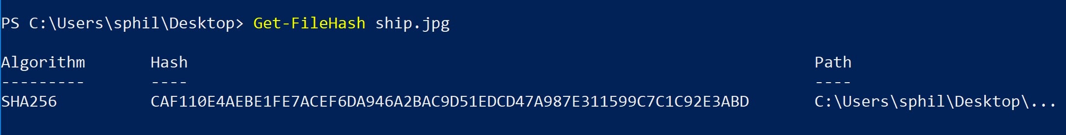 image of use powershell to create hash
